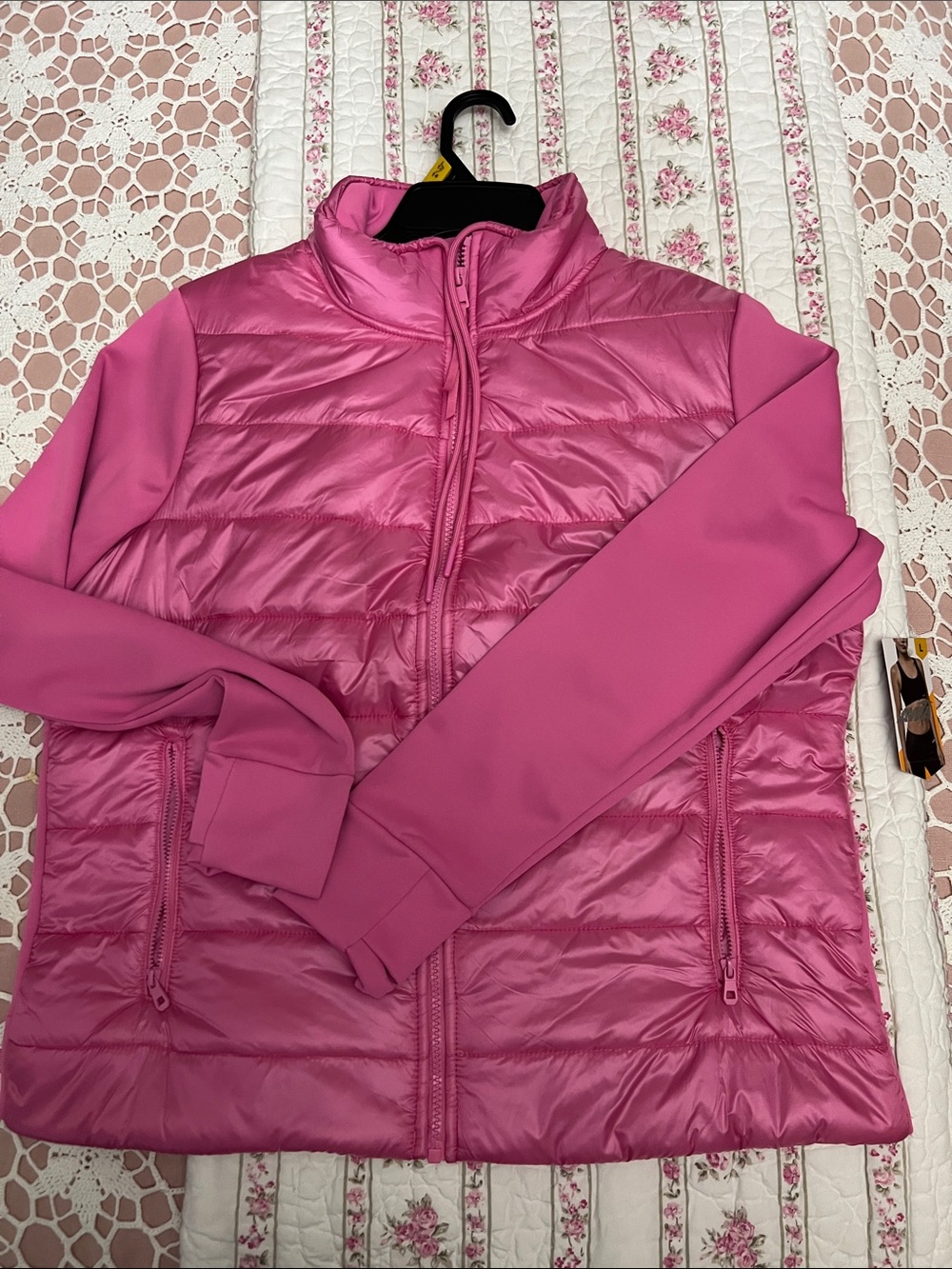 Avia Pink Quilted Hybrid Puffer Jacket
